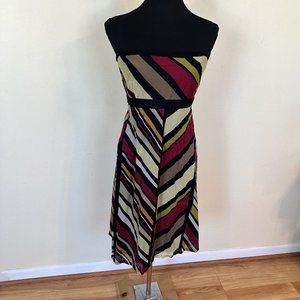 GAP Womens Strapless Dress size 12 Cotton Lightweight Geometric Green Pink Black